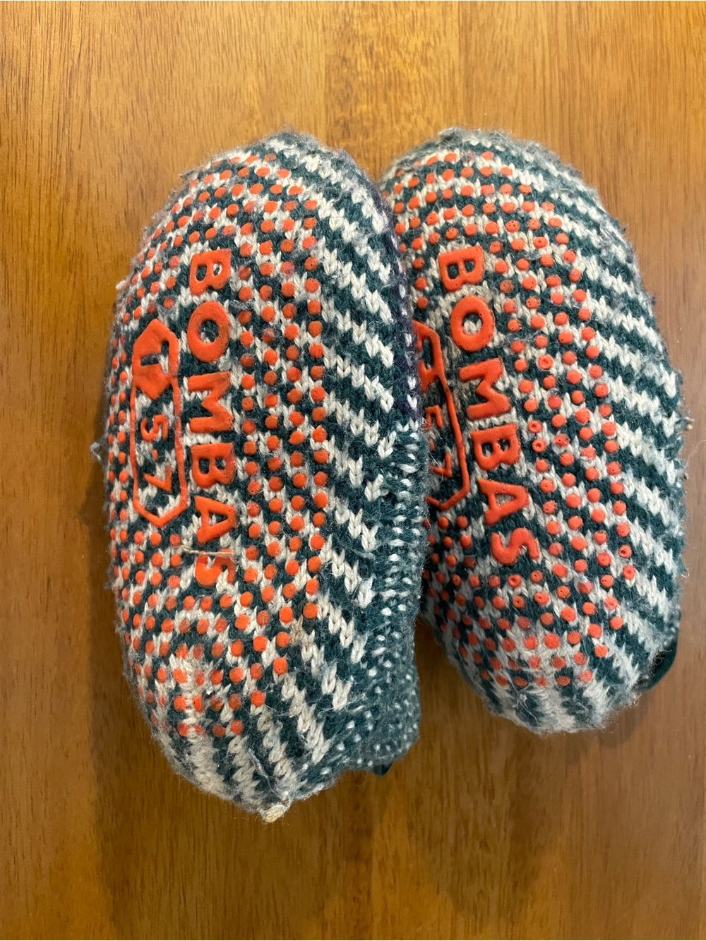 Bombas Kids Gray & Orange Non-Slip Wool-Blend Slippers
